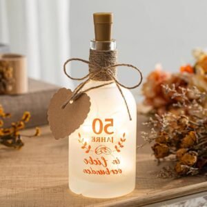 Fleslicht Gouden Bruiloft - Decoratieve Fles - 50 Jaar Getrouwd - Met Tekst - 2 Meter LED - Warm Wit