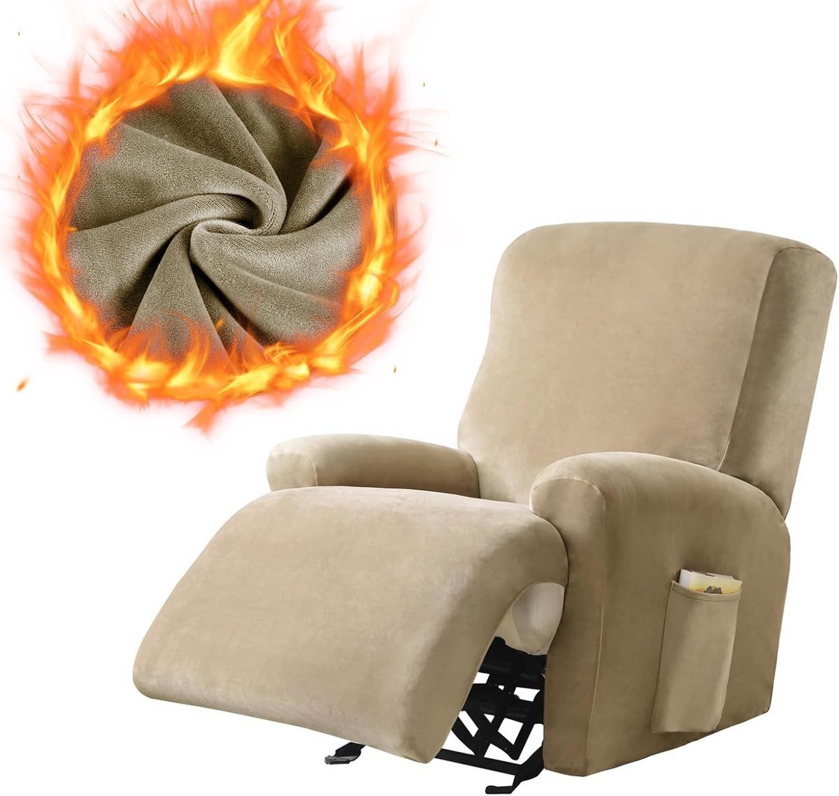 Fluwelen Fauteuil Hoes met Zijvak - Stijlvolle Bescherming