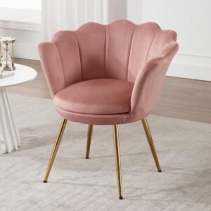 Fluwelen Fauteuil voor Slaapkamer en Woonkamer met Gouden Poten - Gezellige Gestoffeerde Stoel
