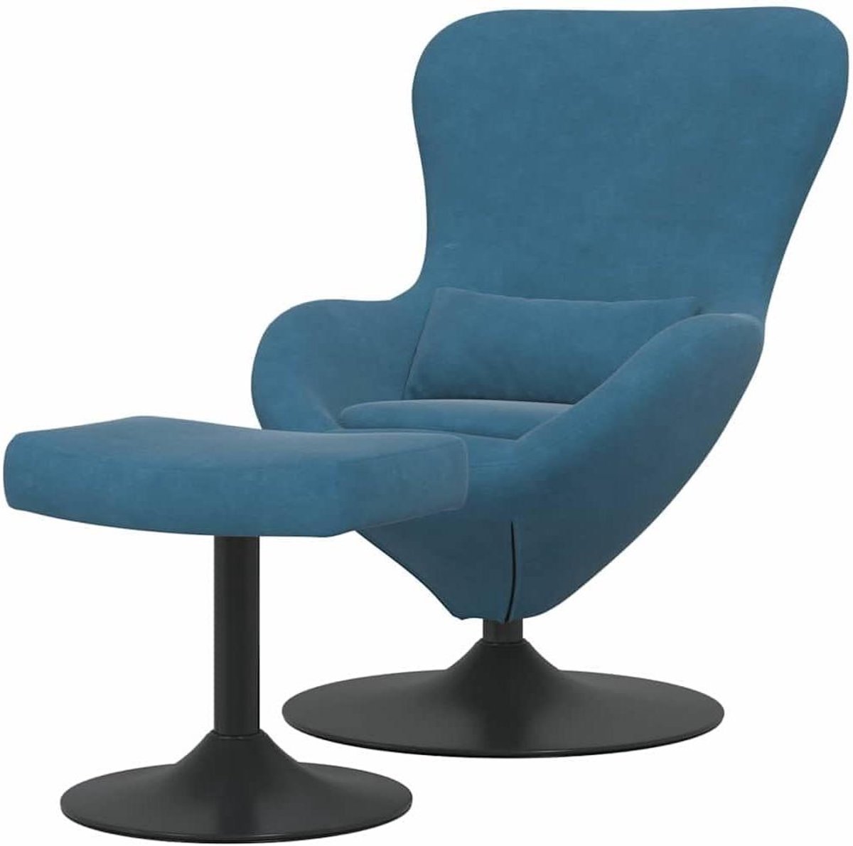Fluwelen loungestoel - Draai fauteuil - Ontspannen zitten - 360 graden draaibaar - 63 x 73 x 90 cm - Blauw