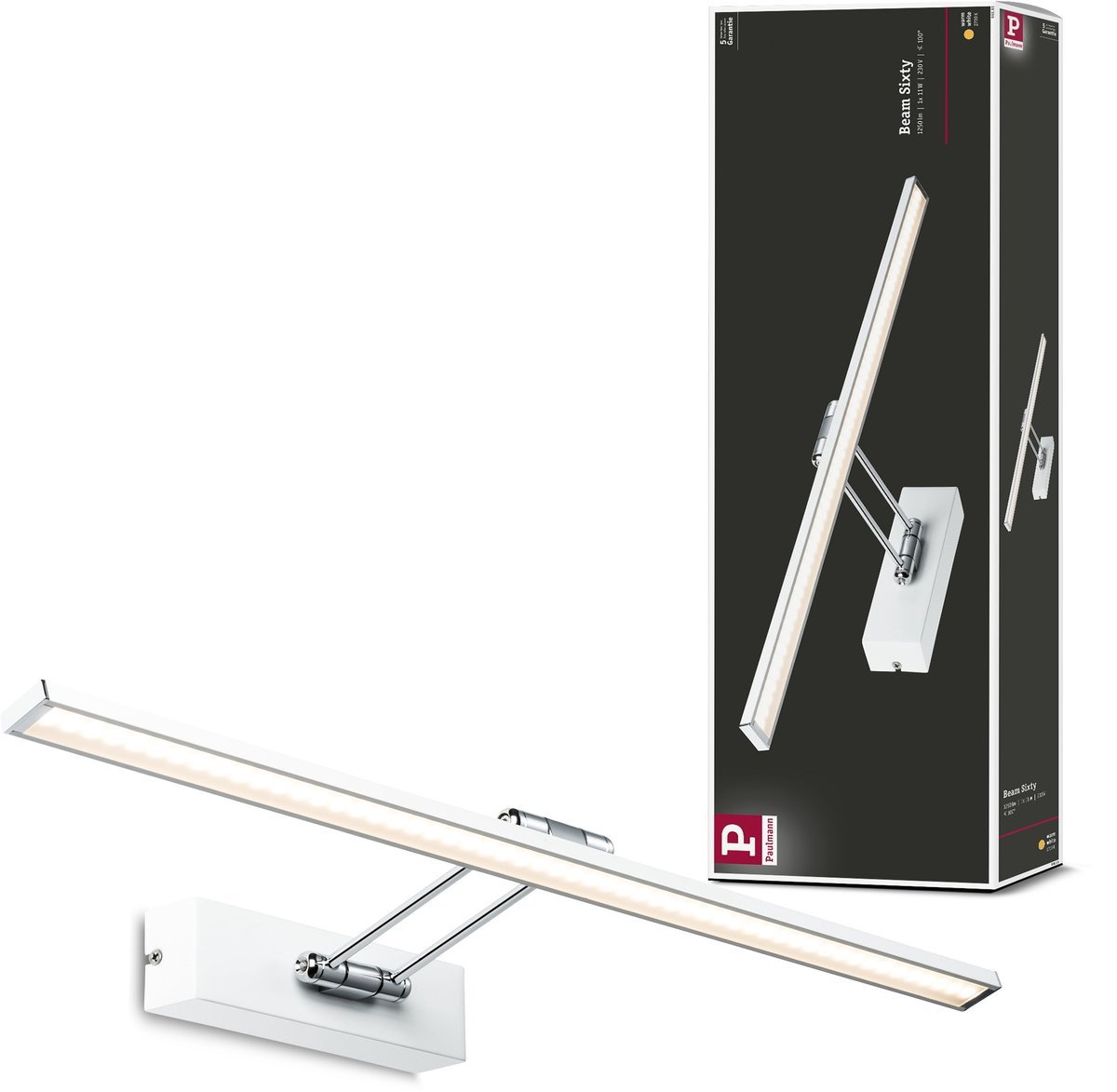 Galeria LED-schilderijlamp Beam 2700K 1050lm 230V 11W Wit, Chroom