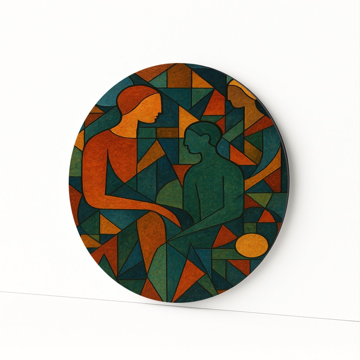 Geometrische figuren - Wandkunst rond - Dibond muurcirkel - 80x80 cm