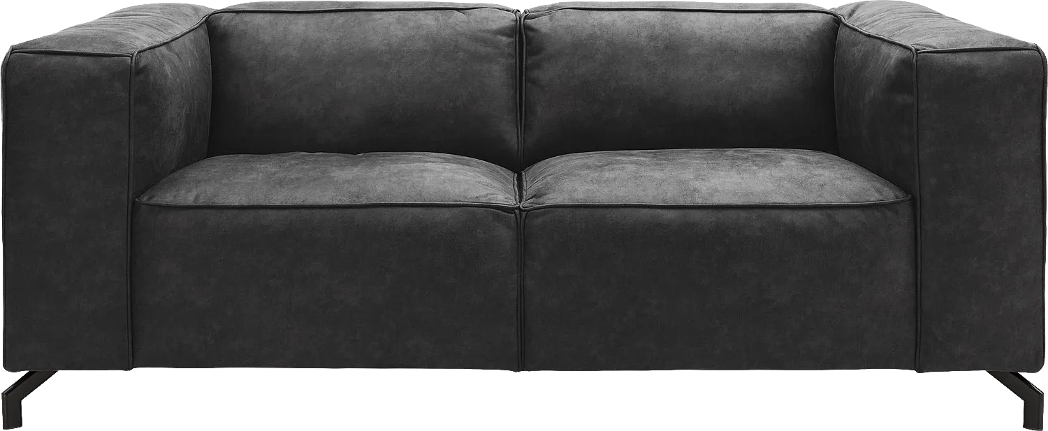 Goossens Bank Calvin antraciet, micro leer, 2-zits, modern design