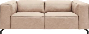 Goossens Bank Calvin beige, micro leer, 2,5-zits, modern design