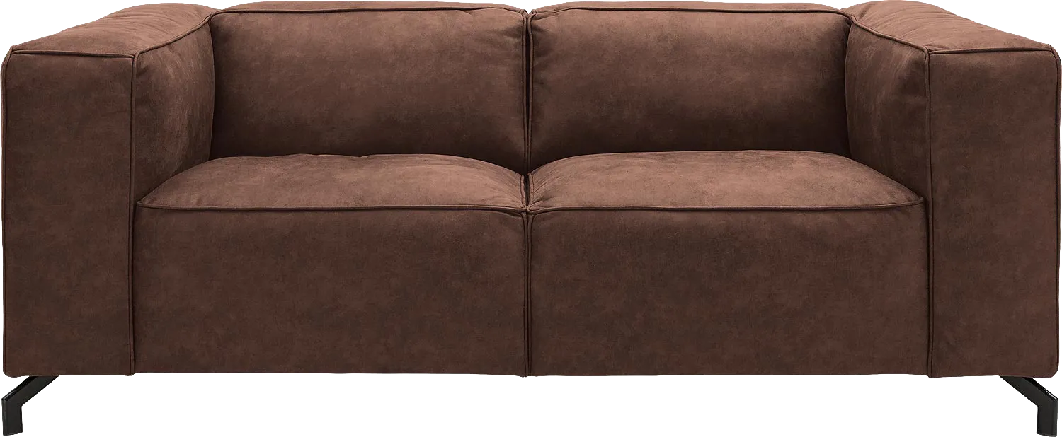 Goossens Bank Calvin bruin, micro leer, 2-zits, modern design