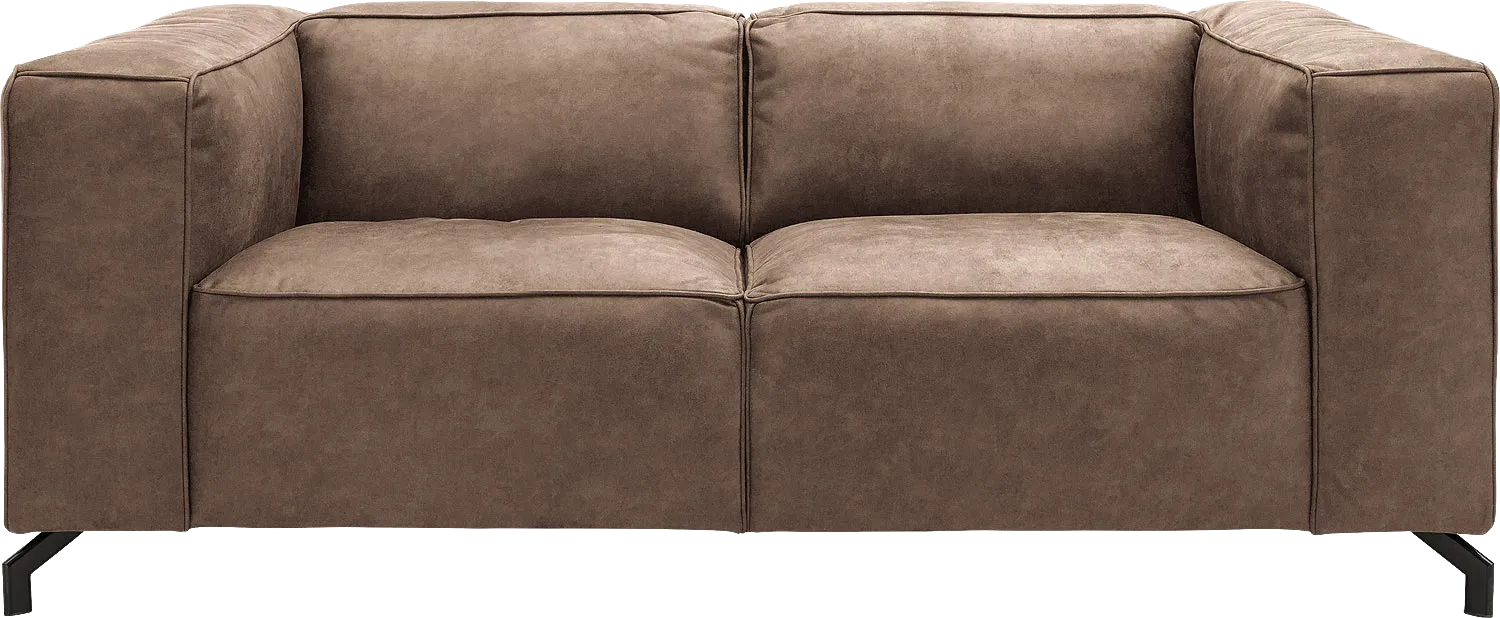 Goossens Bank Calvin bruin, micro leer, 2-zits, modern design