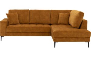 Goossens Bank Coco geel, stof, 2,5-zits, stijlvol landelijk met ligelement rechts