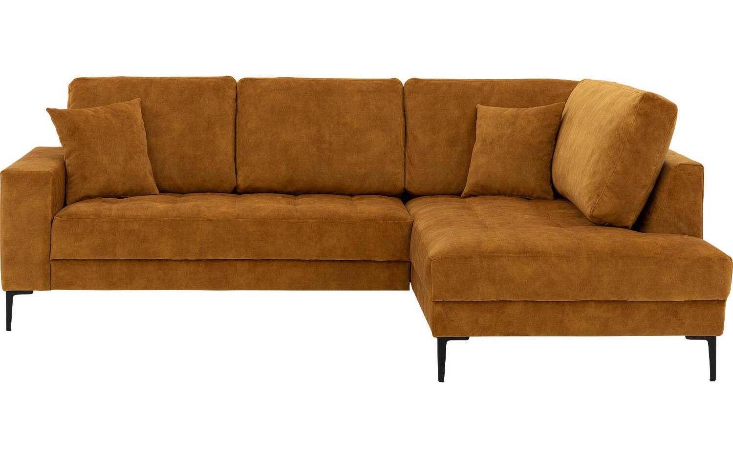 Goossens Bank Coco geel, stof, 2,5-zits, stijlvol landelijk met ligelement rechts