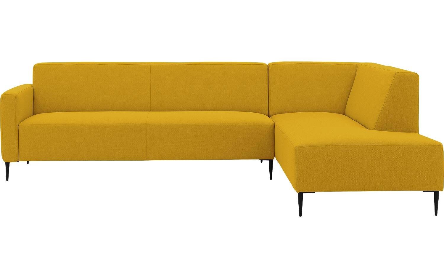 Goossens Bank Key West geel, stof, 3-zits, modern design met ligelement rechts