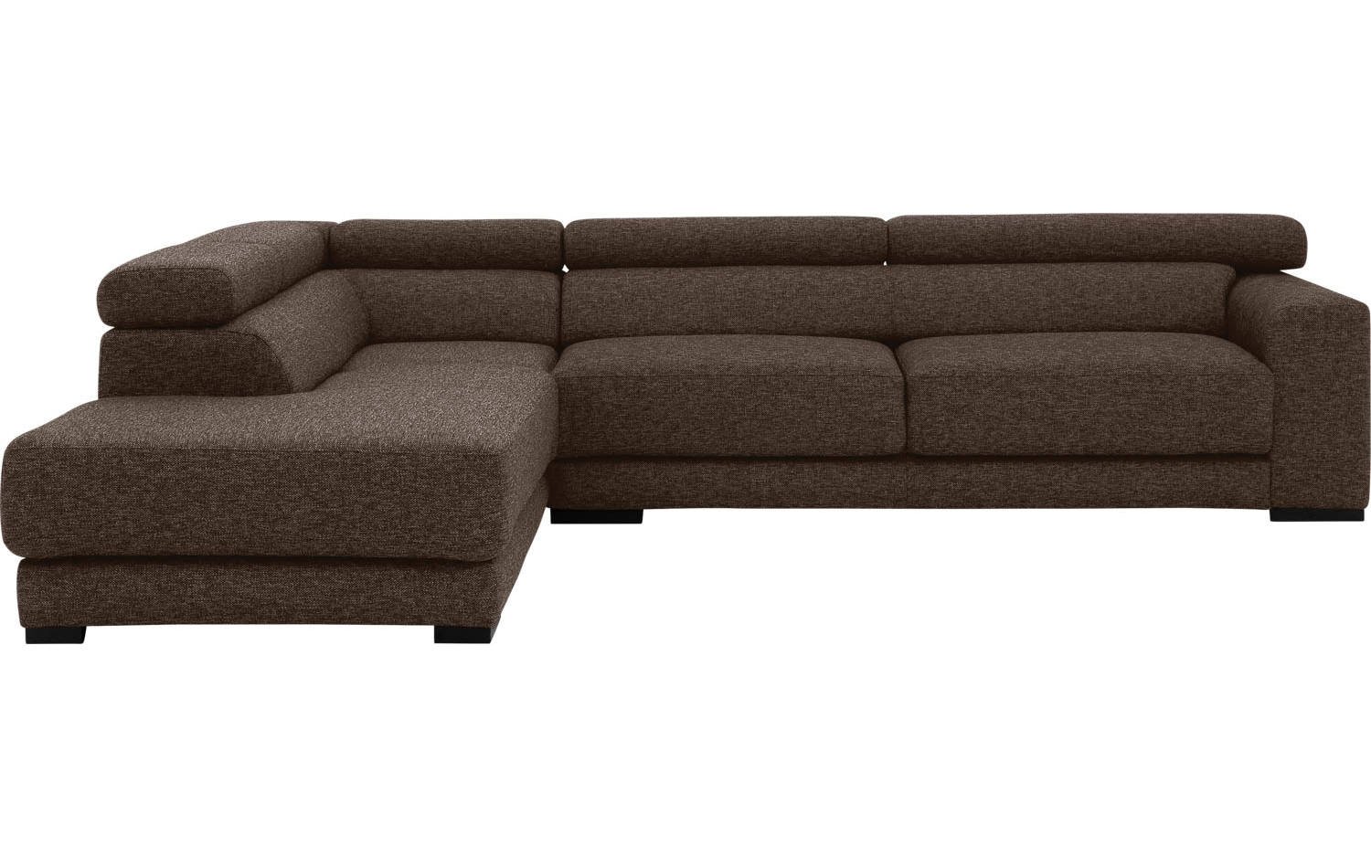 Goossens Bank Nora bruin, stof, 2,5-zits, stijlvol landelijk met ligelement links