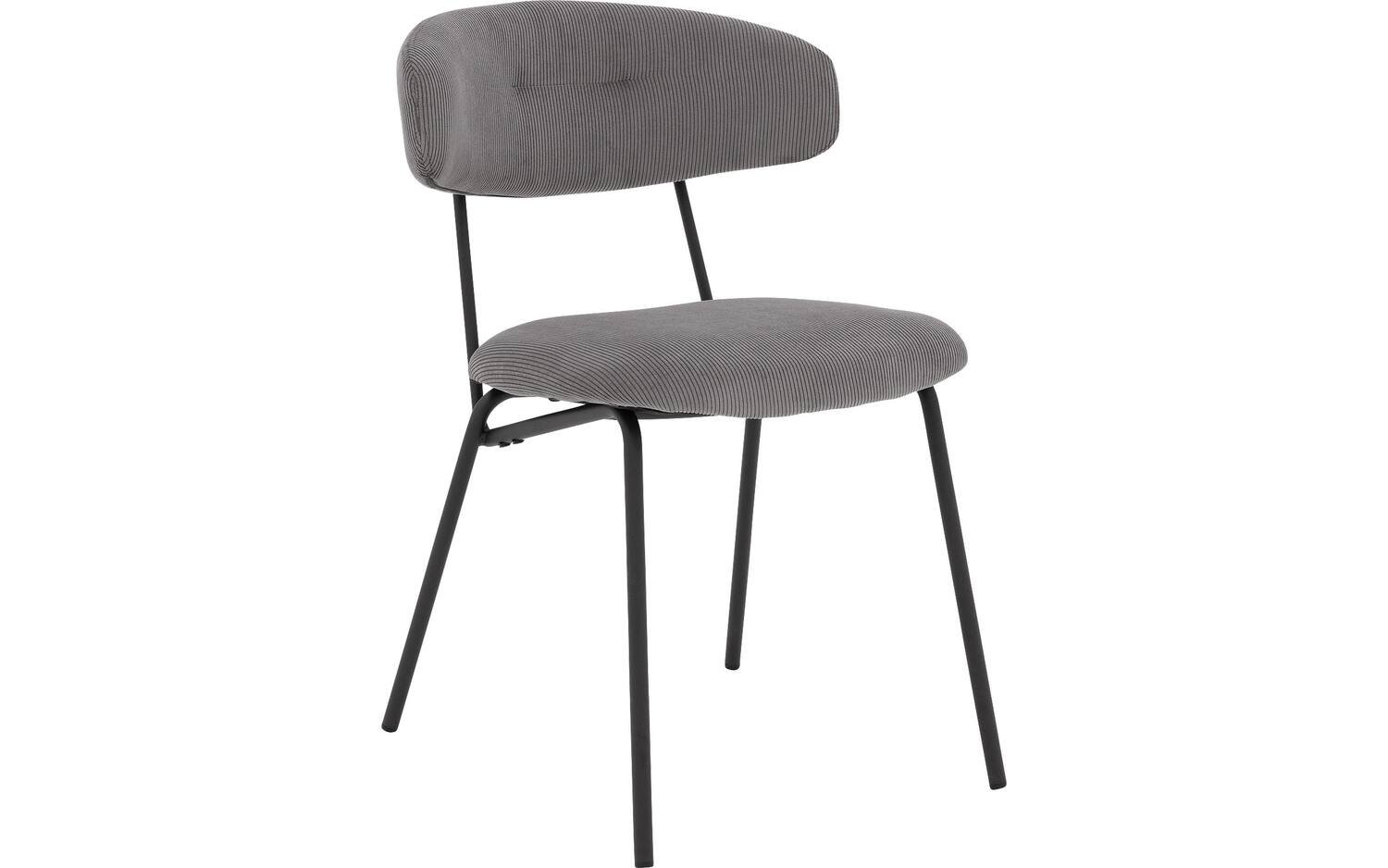 Goossens Basic Eetkamerstoel Lynn grijs stof leuning, modern design