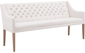 Goossens Eetkamerbank Pearl, Met ronde arm, lage rug 182 cm breed