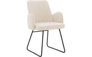 Goossens Eetkamerstoel Dyce wit stof met armleuning, modern design