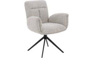 Goossens Eetkamerstoel Evy beige stof graden draaibaar met armleuning, modern design