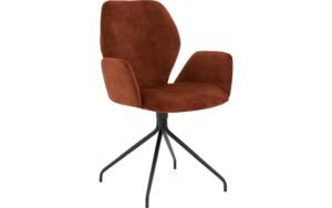Goossens Eetkamerstoel Hera koper velvet stof met armleuning, modern design