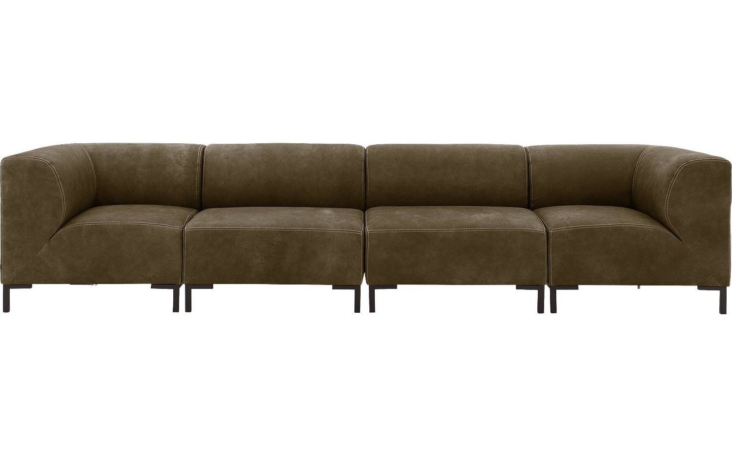 Goossens Excellent Bank Marshall groen, leer, 2 x 1,5-zits, urban industrieel