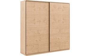 Goossens Excellent Kledingkast Nature, 225 cm breed, 223 cm hoog, 2 hout schuifdeuren