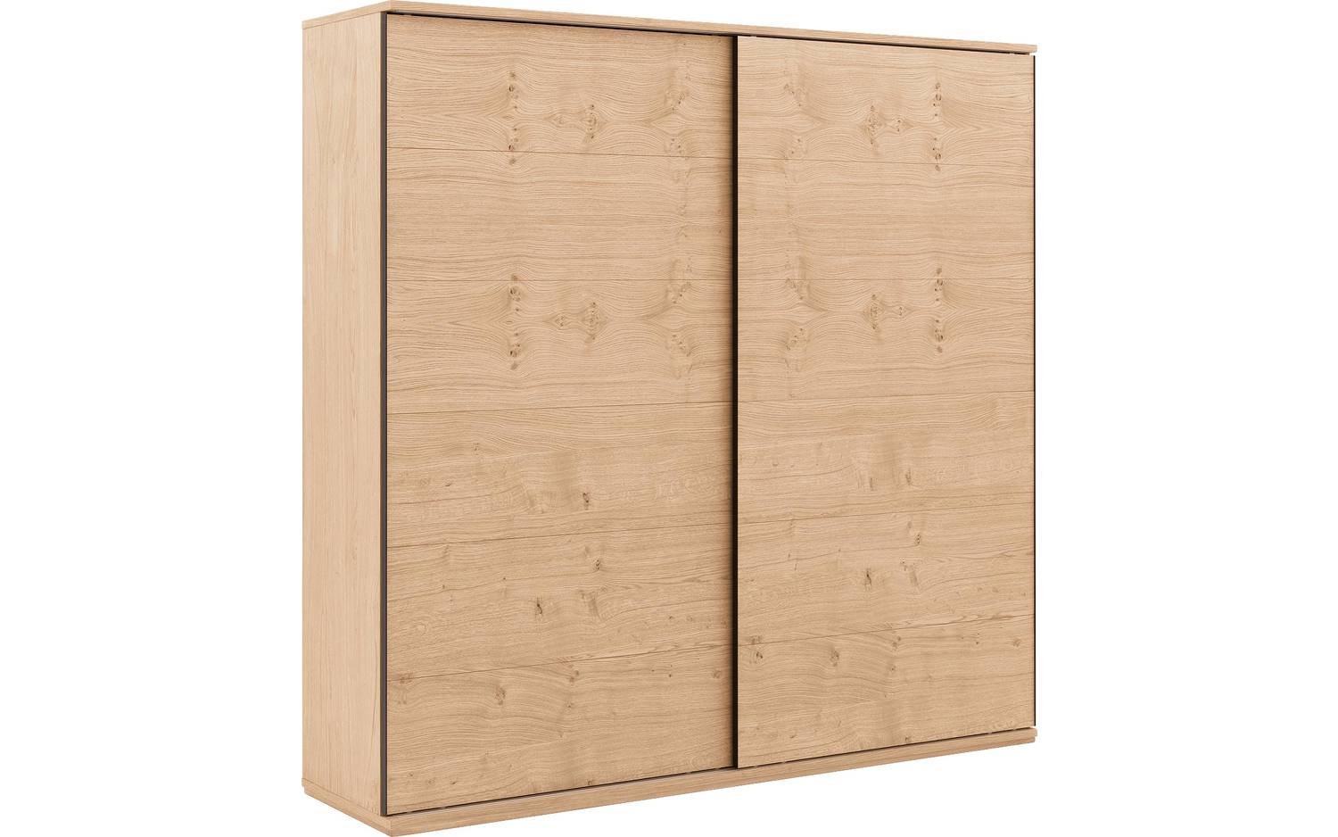 Goossens Excellent Kledingkast Nature, 225 cm breed, 223 cm hoog, 2 hout schuifdeuren