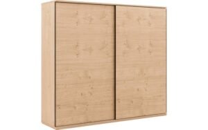Goossens Excellent Kledingkast Nature, 250 cm breed, 223 cm hoog, 2 hout schuifdeuren