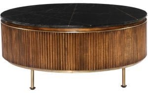 Goossens Excellent Salontafel Ensemble rond, hout mango bruin, stijlvol landelijk, 95 x 45 x 95 cm