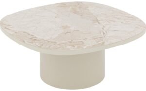 Goossens Excellent Salontafel Fina vierkant, keramiek beige, elegant chic, 70 x 30 x 70 cm