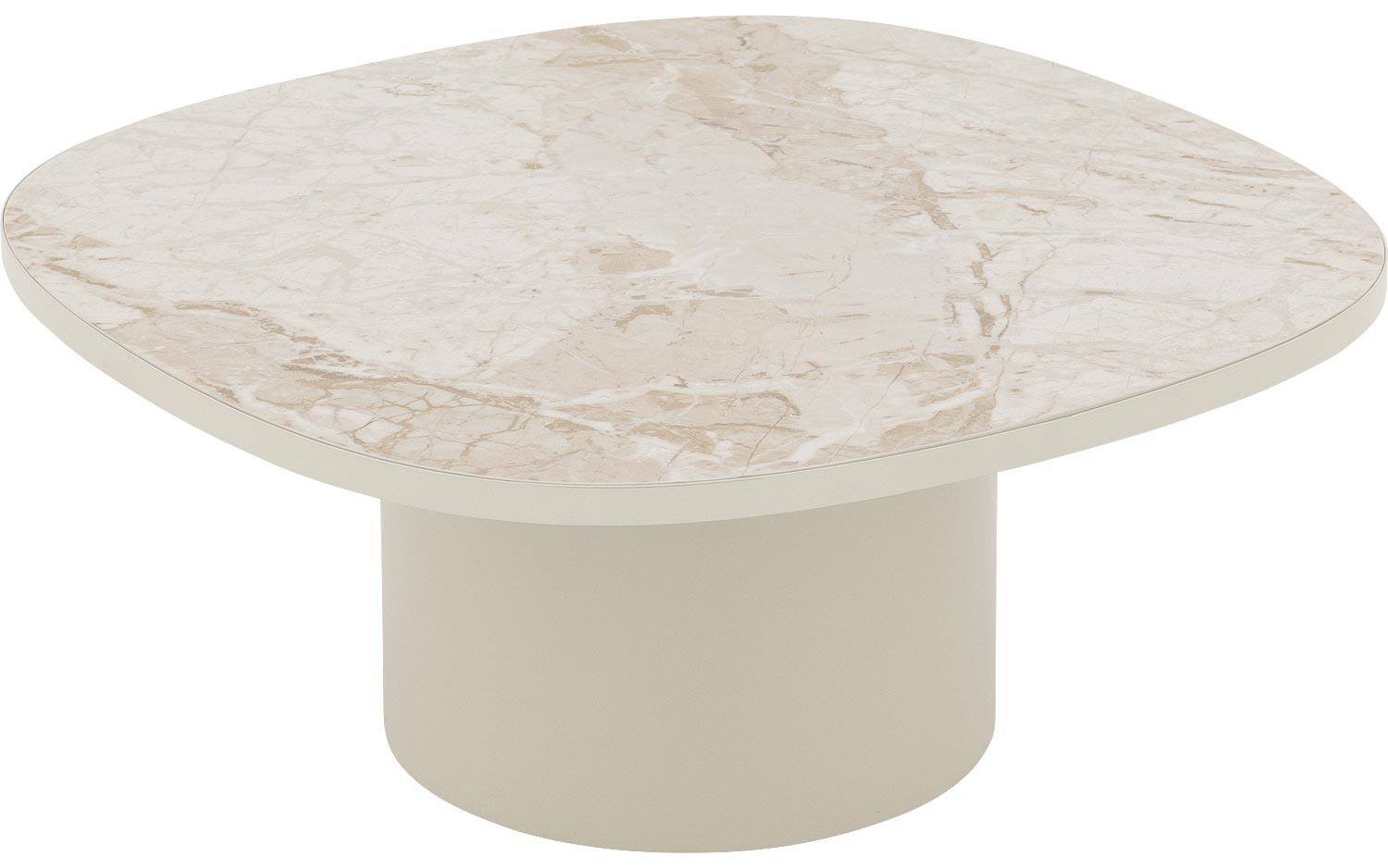 Goossens Excellent Salontafel Fina vierkant, keramiek beige, elegant chic, 70 x 30 x 70 cm