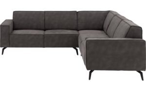 Goossens Hoekbank Hercules donkergrijs, microvezel, 2,5-zits, modern design