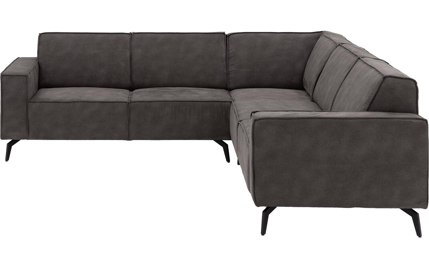 Goossens Hoekbank Hercules donkergrijs, microvezel, 2,5-zits, modern design