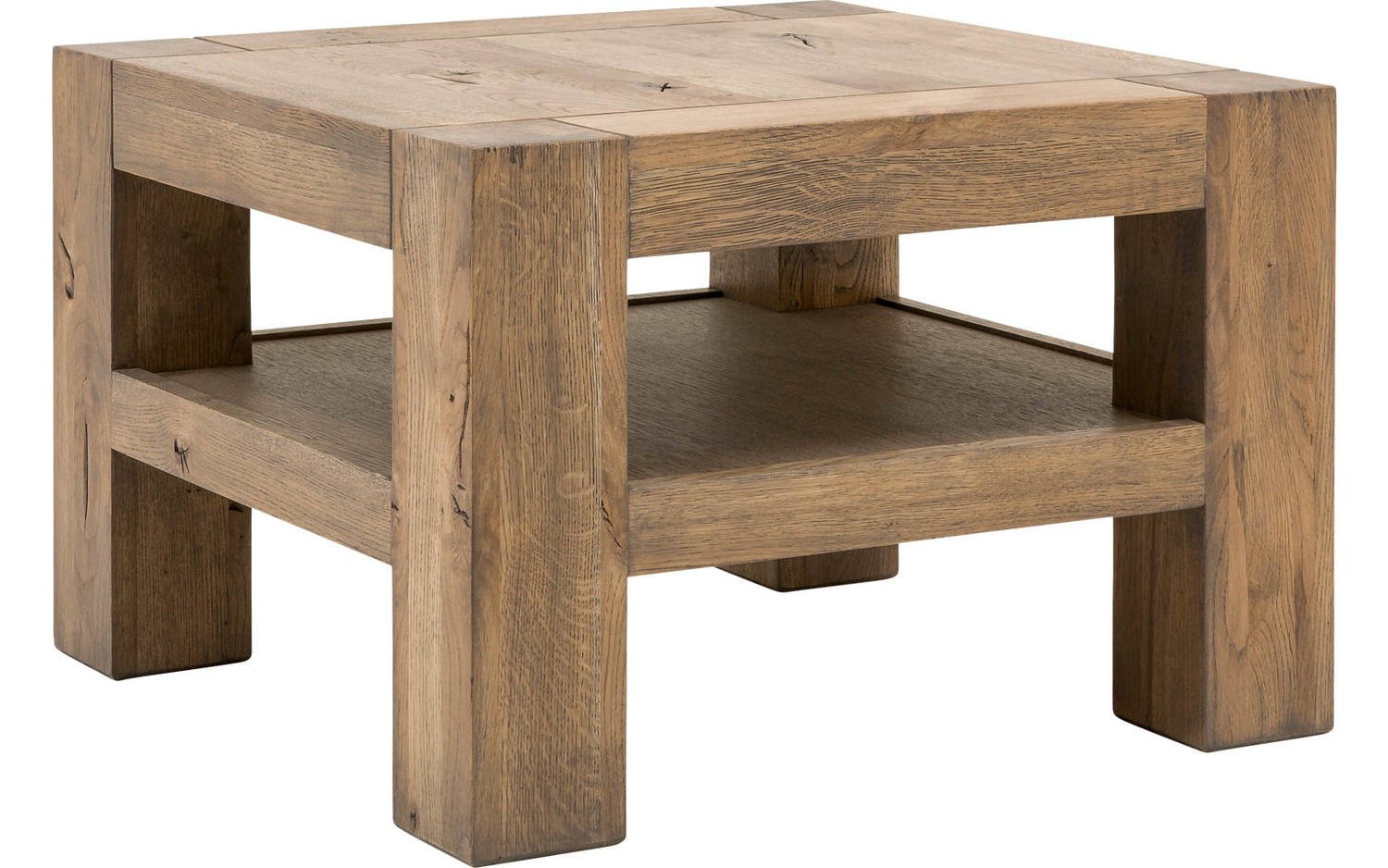 Goossens Hoektafel Roots, hout eiken donkergrijs, stijlvol landelijk, 60 x 40 x 60 cm