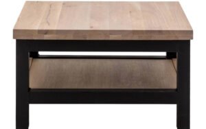 Goossens Hoektafel Santos, hout eiken bruin, urban industrieel, 70 x 40 x 70 cm