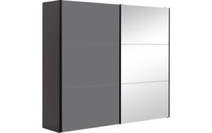 Goossens Kledingkast Easy Storage Sdk, 203 cm breed, 220 cm hoog, 1x 3 paneel glas schuifdeur li en 1x 3 paneel spiegel schuifdeur re