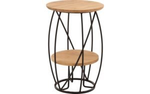 Goossens Salontafel Bellis rond, hout eiken blank, stijlvol landelijk, 39 x 60 x 39 cm