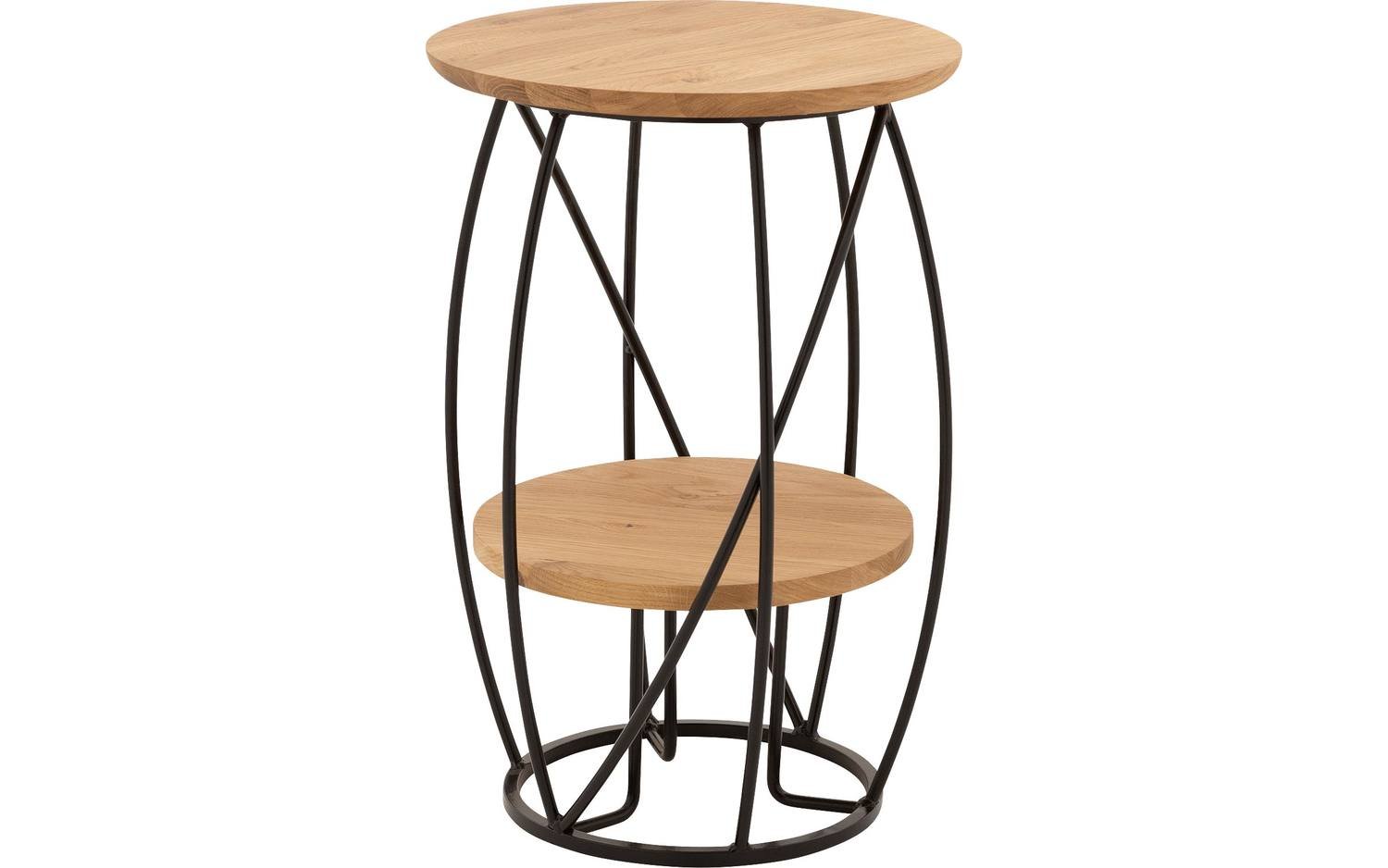 Goossens Salontafel Bellis rond, hout eiken blank, stijlvol landelijk, 39 x 60 x 39 cm