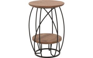 Goossens Salontafel Bellis rond, hout eiken donker bruin, stijlvol landelijk, 39 x 60 x 39 cm