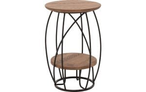 Goossens Salontafel Bellis rond, hout eiken donker bruin, stijlvol landelijk, 39 x 60 x 39 cm