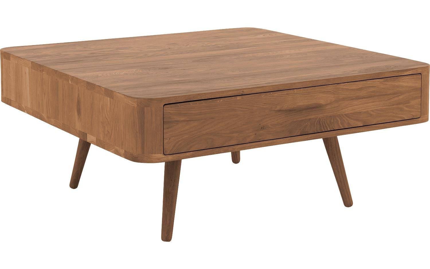 Goossens Salontafel Bjarte vierkant, hout eiken donker bruin, stijlvol landelijk, 90 x 40 x 90 cm