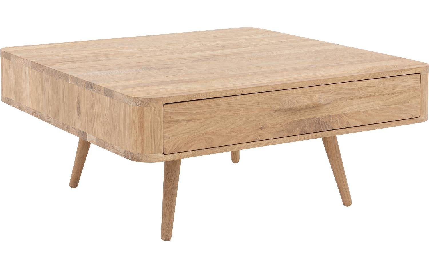 Goossens Salontafel Bjarte vierkant, hout eiken wit, stijlvol landelijk, 90 x 40 x 90 cm
