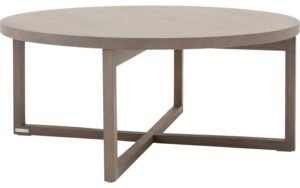 Goossens Salontafel Circulo rond, hout eiken donker bruin, urban industrieel, 90 x 38 x 90 cm