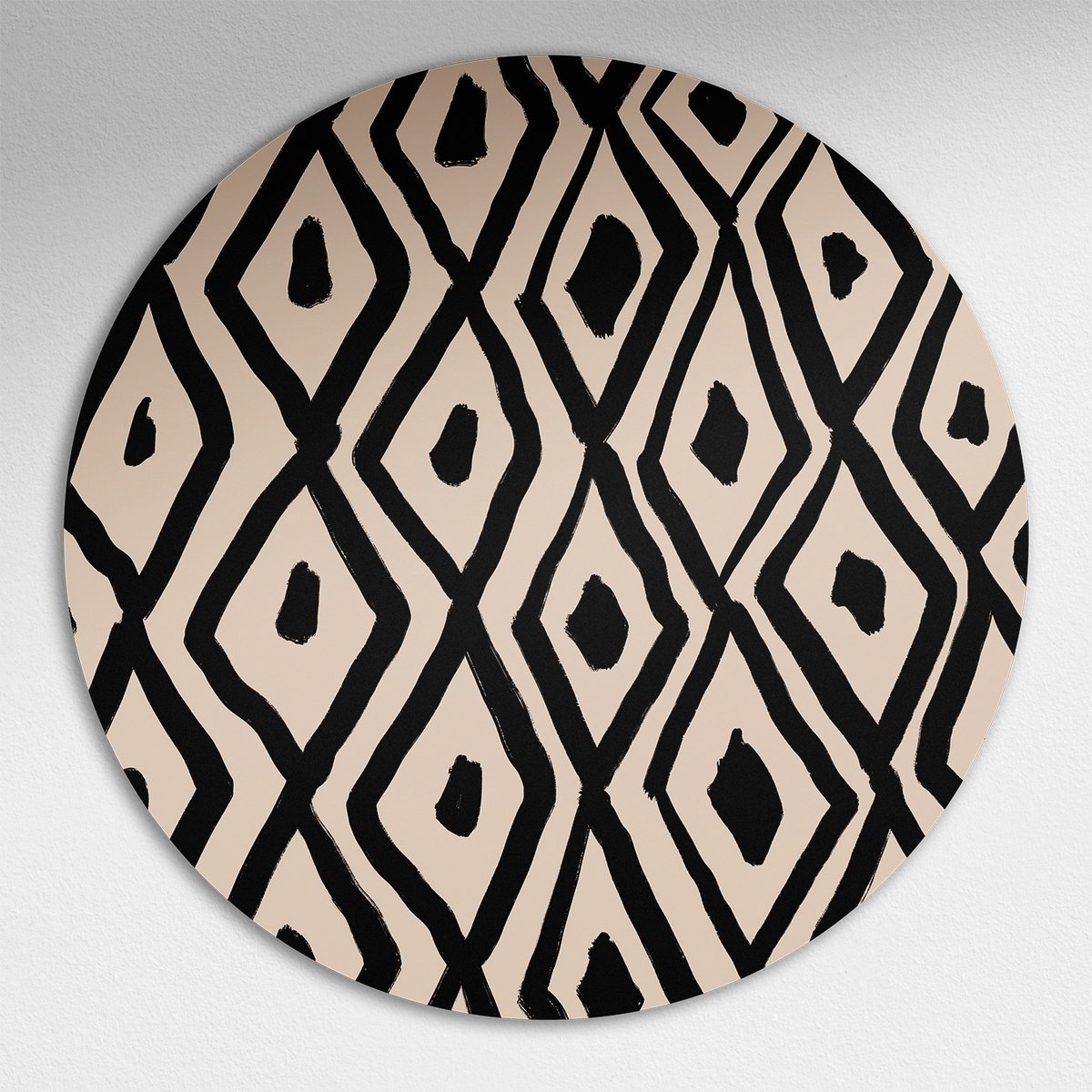 Grafische Diamant Muurcirkel - Luxe Muurcirkel 120x120 cm op Dibond - Sfeervolle Wanddecoratie voor Woonkamer & Slaapkamer