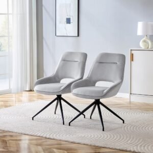 HAUSS SPOLE Eetkamerstoel - Draaibaar Design - Set Van 2 - Met Armleuningen En Zachte Bekleding - Voor Eetkamer - Velours Lichtgrijs
