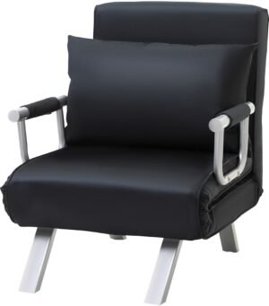 HOMCOM sofa bedbank - met verstelbaar - rugleuning - kussens - zwart