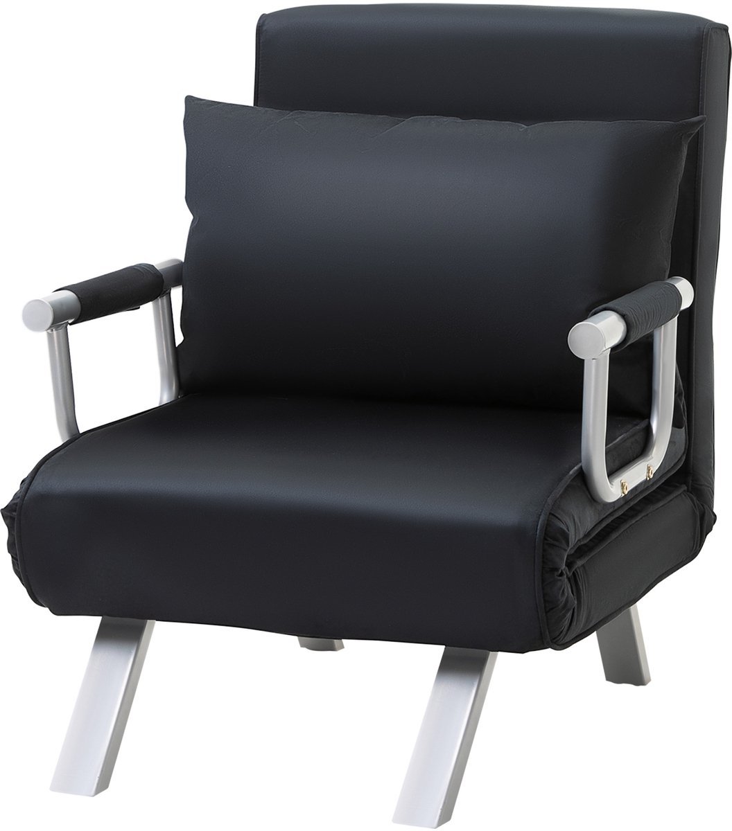 HOMCOM sofa bedbank - met verstelbaar - rugleuning - kussens - zwart