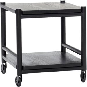 HUBSCH INTERIOR - Bijzettafel met zwenkwielen van zwart FSC® essenhout