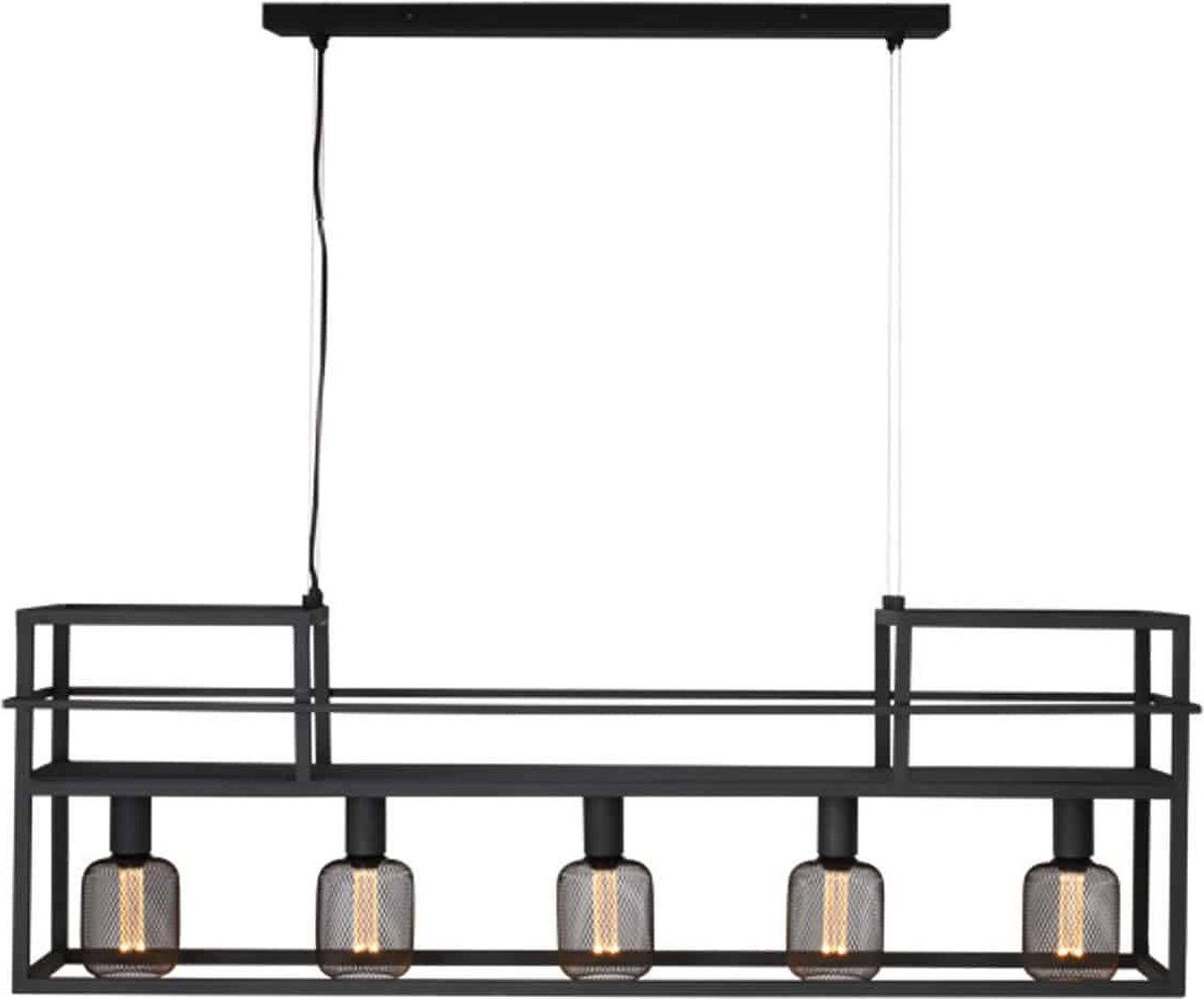Hanglamp | 120 cm | Decorate | 5 lichts | zwart metaal | industrieel | retro | trendy