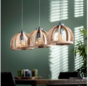 Hanglamp Cage Ø30 cm 3 Lampen In één Naturel Mangohout - Meubelplaats
