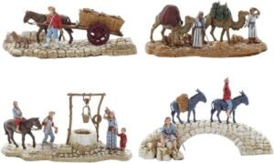 Herders Kerststal Figuren - Kerststal Beelden - Kerststal Decoratie - Handgemaakt Schilderij - 4 Delige Set - Multicolor