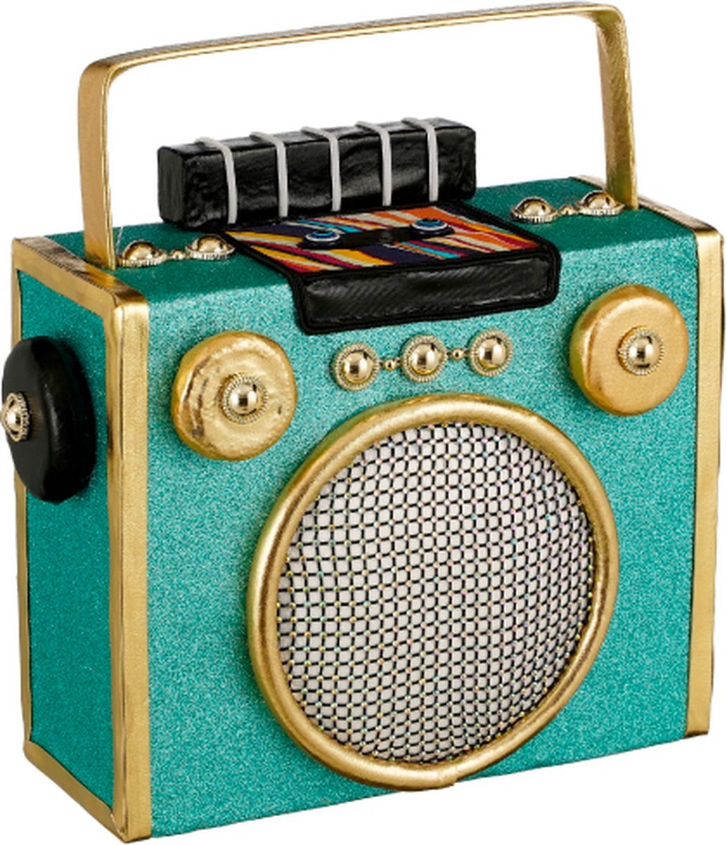 House of Seasons Decoration Radio Groen - 30 x 13 x 29 cm
