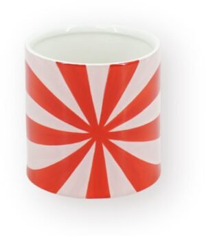 Housevitamin Plantenpot Swirl - Dolomiet - Rood & Roze - 12,5x12,5x13 cm - Waterdicht - Design Bloempot - Decoratieve Eyecatcher