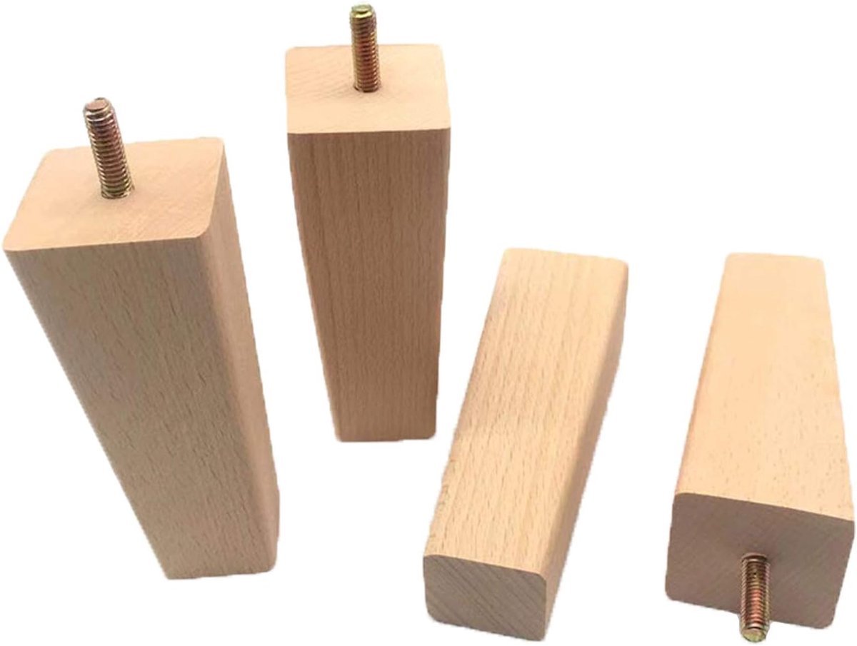 Houten Meubelpoten - Bankpoten Tafelpoten - Meubels Verhogen - Massief Eikenhout - 14cm Hoog - Houtkleur