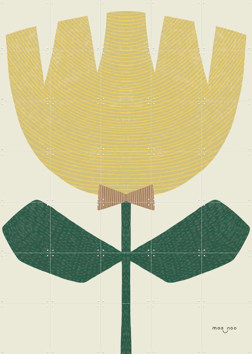 IXXI Flower with Bow, Maa-noo - 100 x 140 cm - Gratis ophangtool - Grote wanddecoratie en posters - Illustraties, Fantasierijk, Grafisch Ontwerp